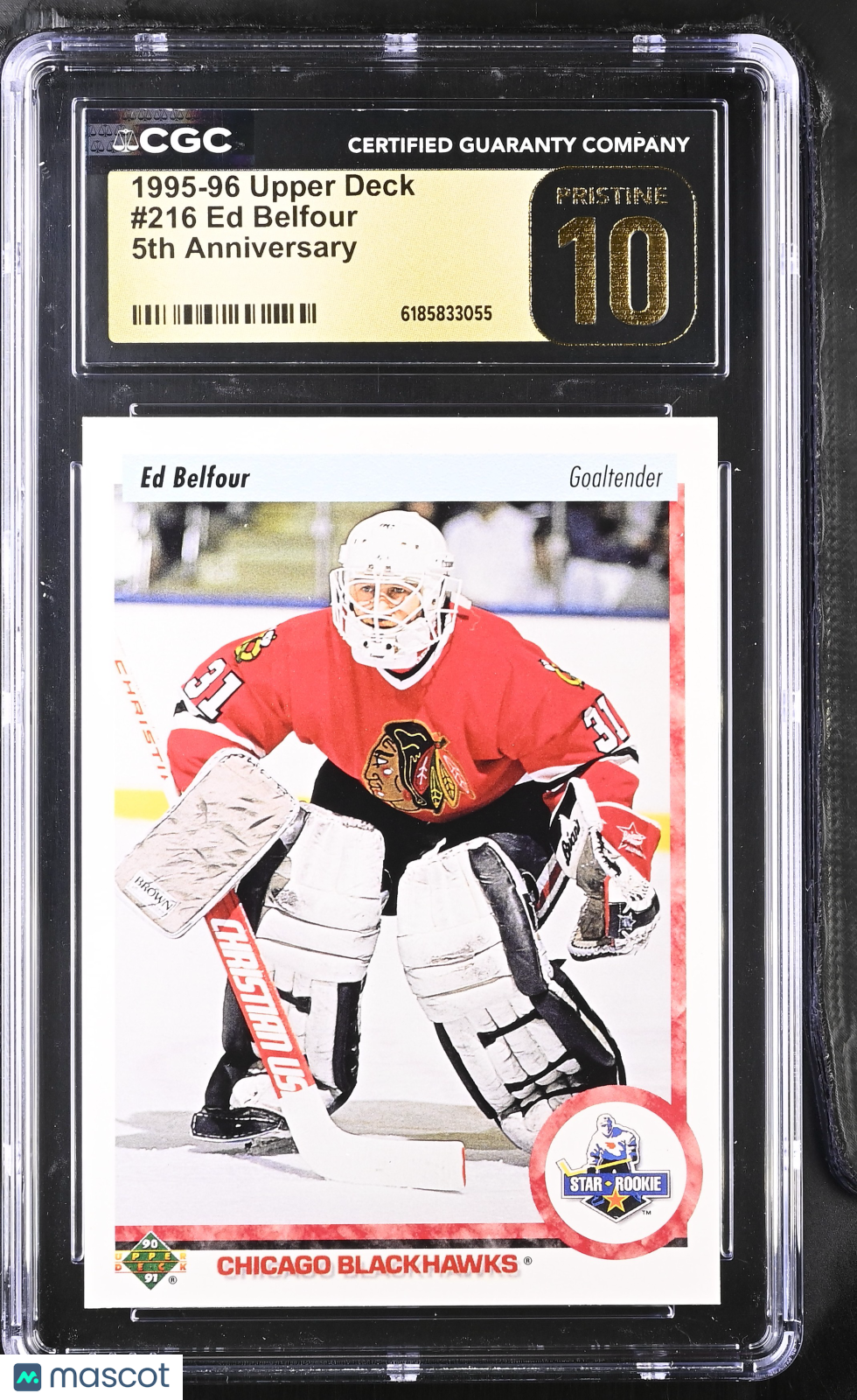 1995-96 Upper Deck Ed Belfour 5th Anniversary Rookie #216 CGC 10 Pristine