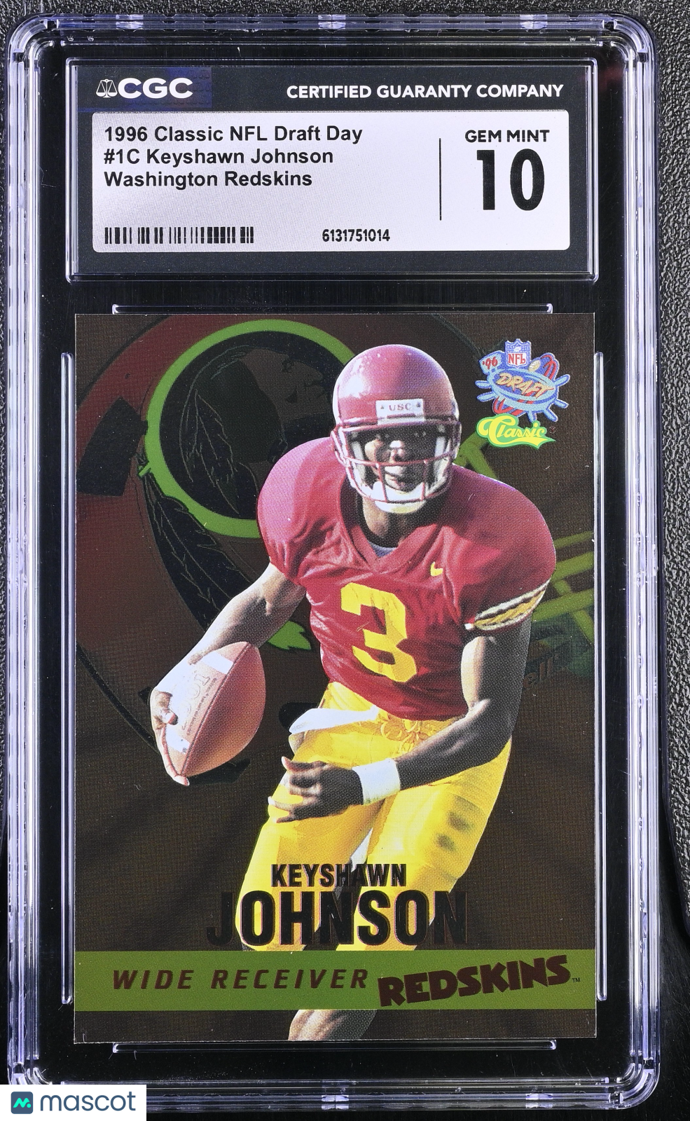 1996 Classic NFL Draft Day Keyshawn Johnson Redskins Rookie #1C CGC 10