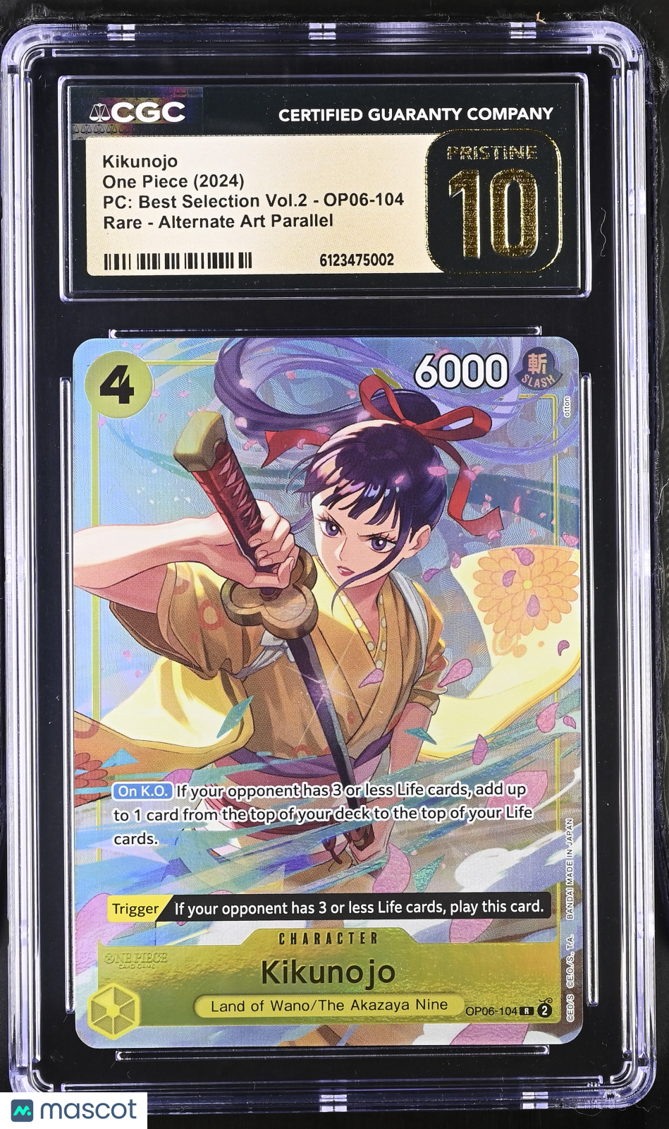 One Piece PC: Best Selection Kikunojo Alternate Art CGC 10 OP06-104 Pristine