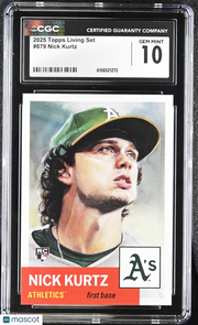 2025 Topps Living Set Nick Kurtz Rookie #879 CGC 10 Oakland Athletics