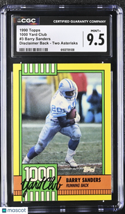 1990 Topps Barry Sanders 1000 Yard Club #3 CGC 9.5 Detroit Lions