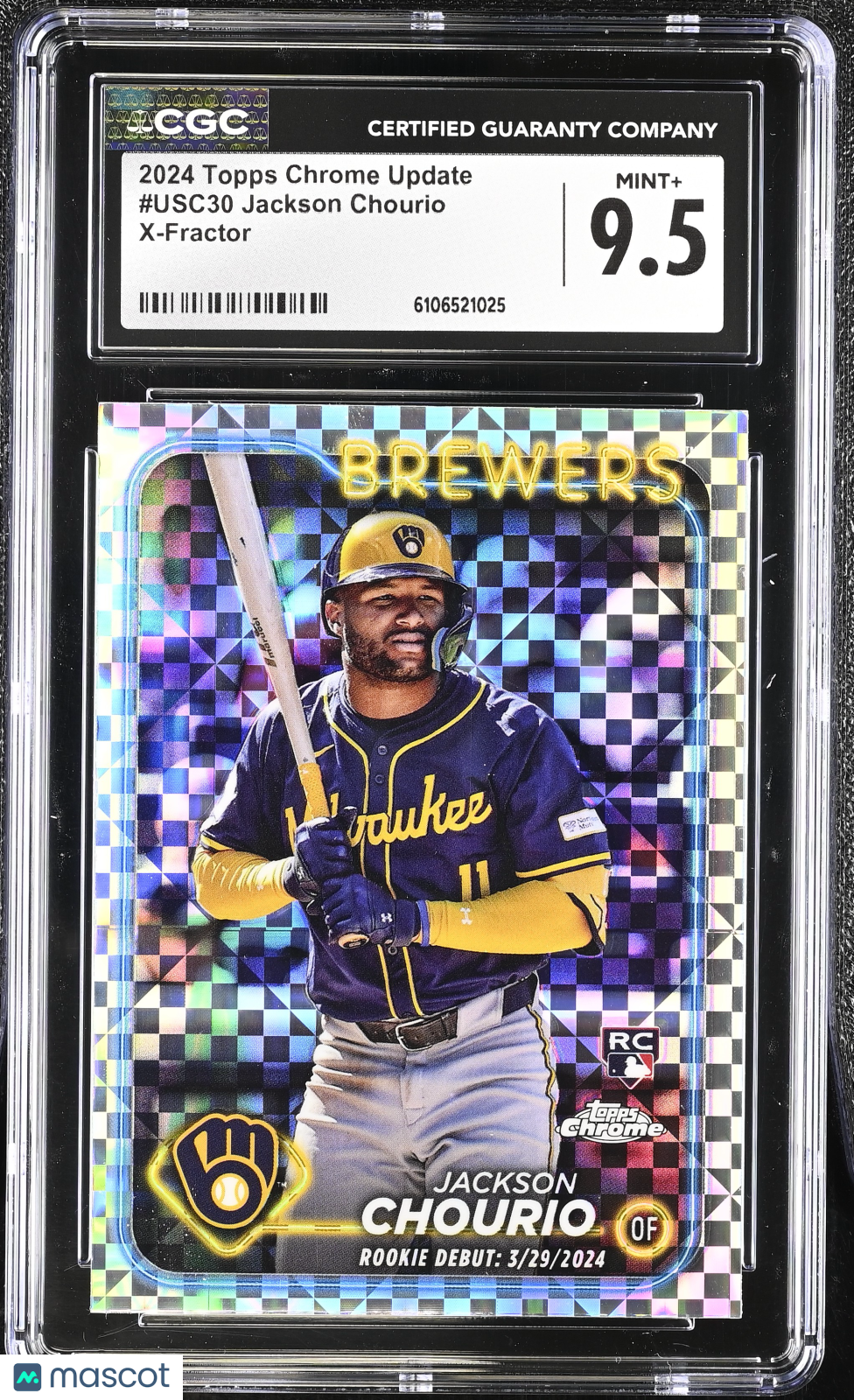 2024 Topps Chrome Update Jackson Chourio X-Fractor #USC30 CGC 9.5 Brewers