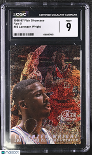 1996-97 Flair Showcase Lorenzen Wright Row 0 #56 CGC 9 Los Angeles Clippers