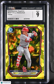 2026 Bowman Sapphire JJ Wetherholt Yellow /75 Rookie #BCP-115 CGC 9 Cardinals