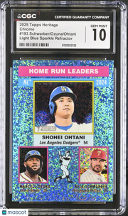 2025 Topps Heritage Ohtani/Ozuna/Schwarber Blue Sparkle Chrome #193 CGC 10