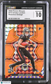 2022 Panini Mosaic Drake London Reactive Orange Rookie #312 CGC 10 Falcons