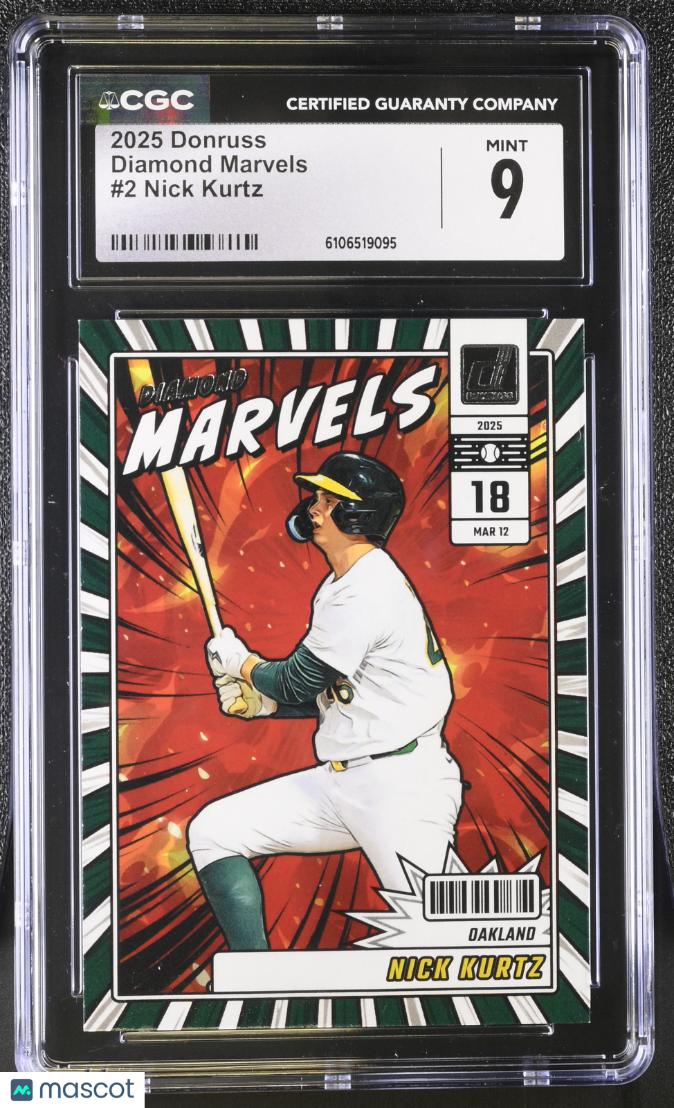 2025 Donruss Nick Kurtz Rookie Diamond Marvels #2 CGC 9 Oakland Athletics