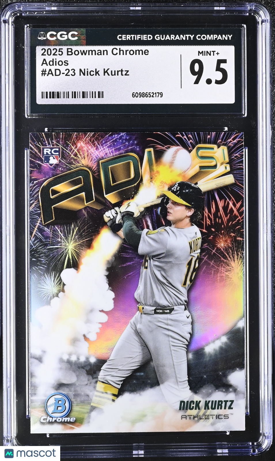 2025 Bowman Chrome Nick Kurtz Rookie Adios #AD-23 CGC 9.5 Oakland Athletics