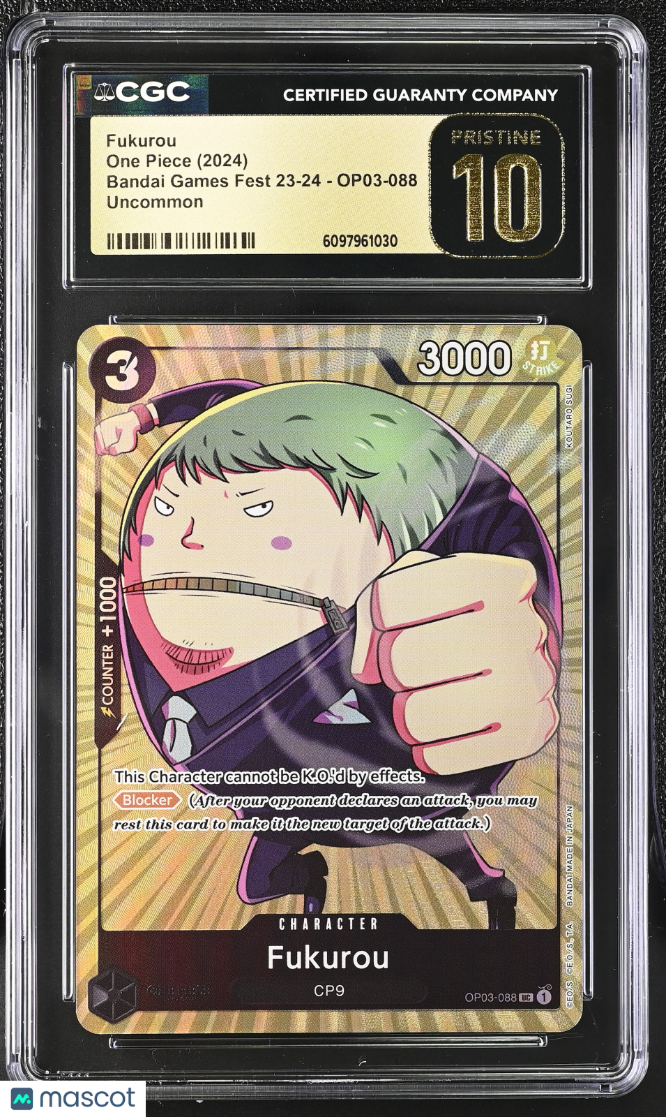 2024 One Piece Bandai Games Fest 23-24 Fukurou CGC 10 #OP03-088 Pristine