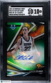 2022 Bowman University Best Caitlin Clark Auto Green Refractor /99 Rookie SGC 10