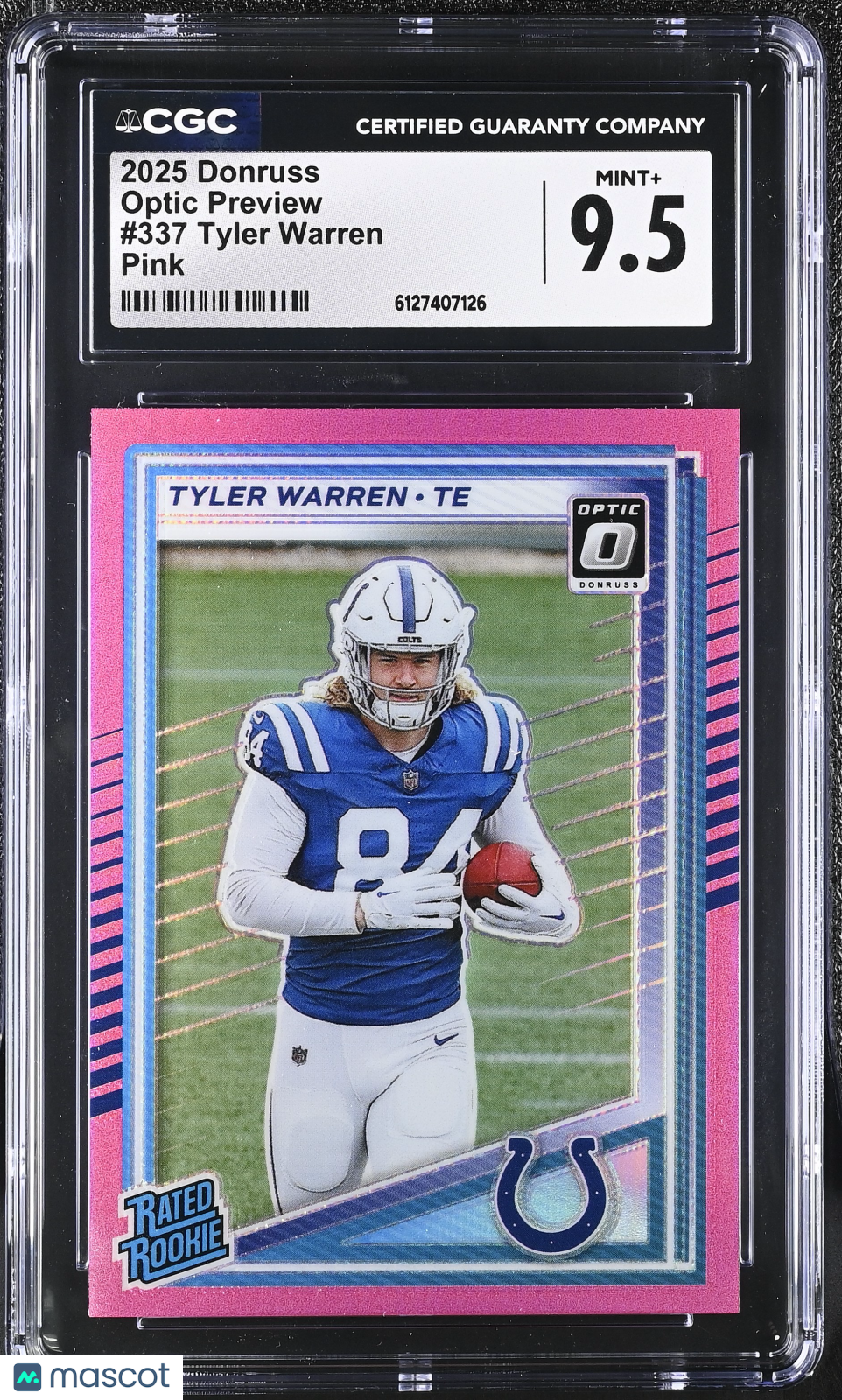 2025 Donruss Tyler Warren Pink Rookie Optic Preview #337 CGC 9.5 Colts