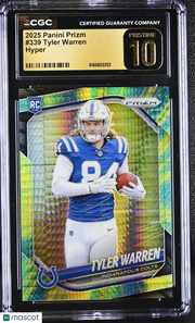 2025 Panini Prizm Tyler Warren Hyper /200 Rookie #339 CGC 10 Pristine Colts