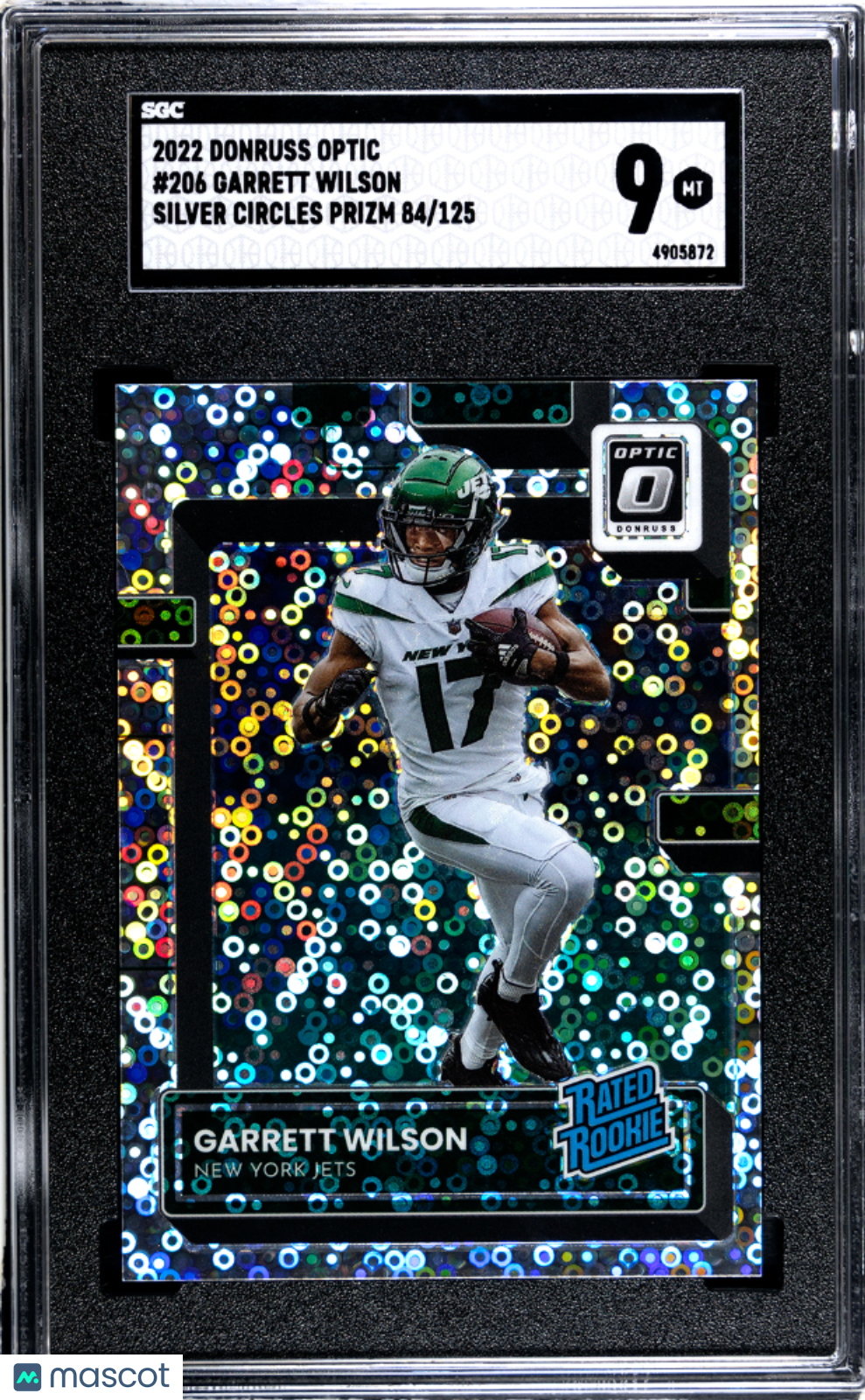 2022 Donruss Optic Garrett Wilson Silver Circles /125 Rookie #206 SGC 9 Jets