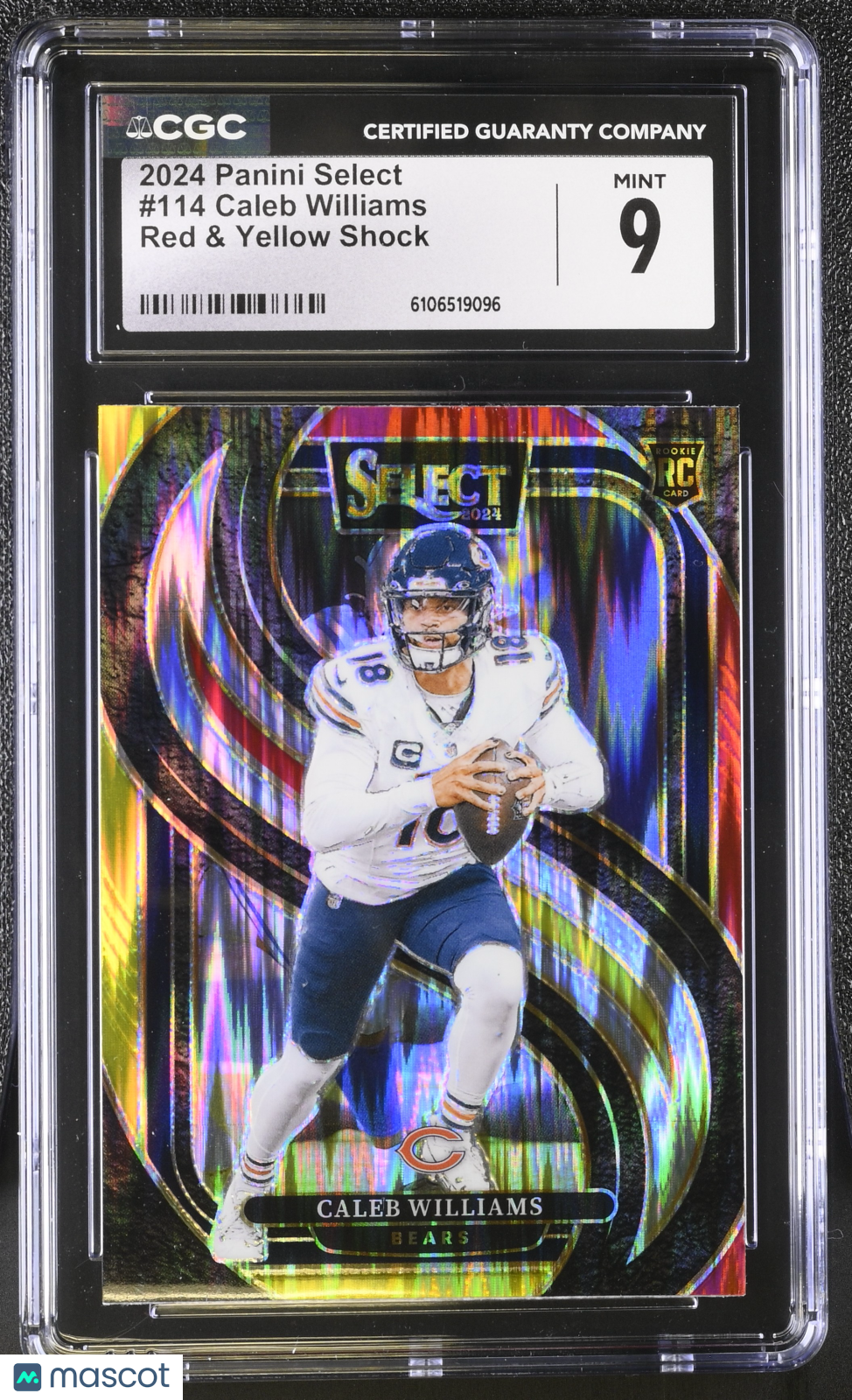 2024 Panini Select Caleb Williams Red & Yellow Shock Rookie #114 CGC 9 Bears