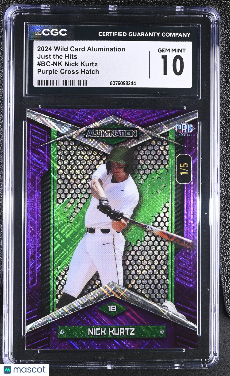 2024 Wild Card Alumination Nick Kurtz Purple Cross Hatch /5 Rookie #BC-NK CGC 10