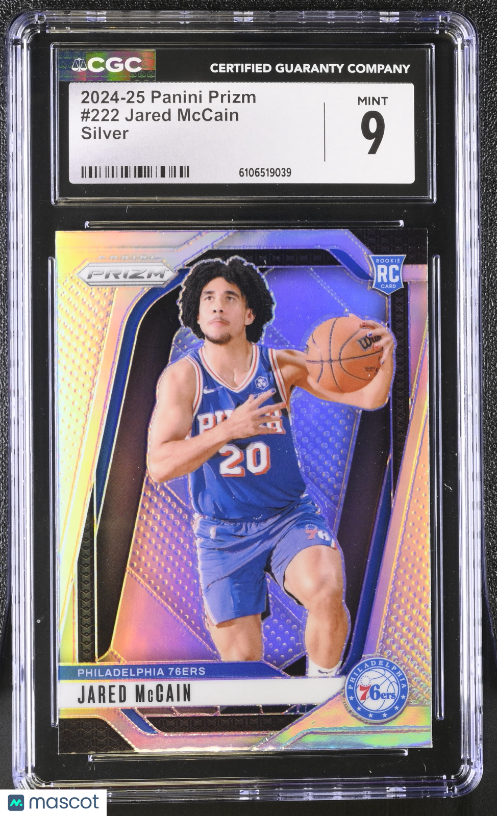 2024-25 Panini Prizm Jared McCain Silver Rookie #222 CGC 9 Philadelphia 76ers