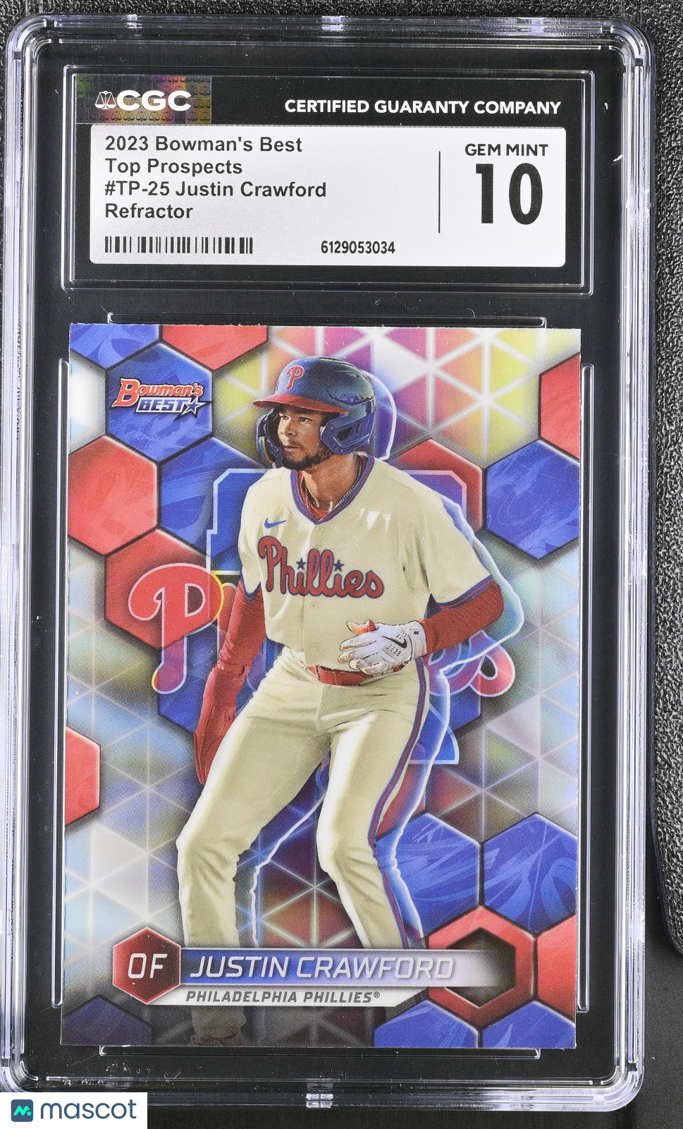 2023 Best Justin Crawford Refractor Rookie Top Prospects #TP-25 CGC 10 Phillies