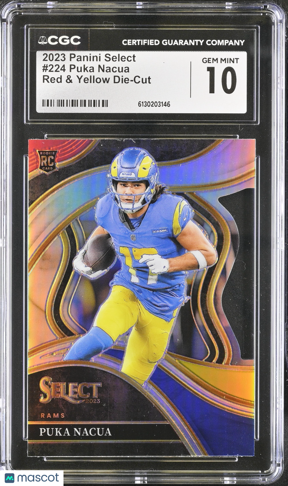 2023 Panini Select Puka Nacua Red & Yellow Die-Cut Rookie #224 CGC 10 Rams