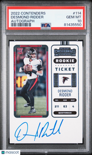 2022 Panini Contenders Desmond Ridder Autograph Rookie #114 PSA 10 Falcons
