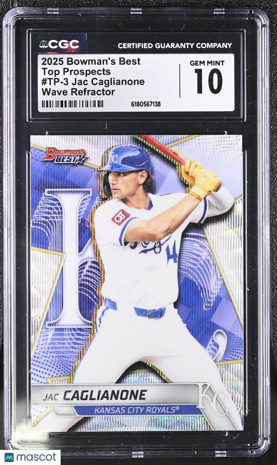 2025 Best Jac Caglianone Wave Refractor Rookie Top Prospects #TP-3 CGC 10 Royals