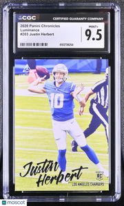 2020 Panini Chronicles Justin Herbert Rookie Luminance #203 CGC 9.5 Chargers