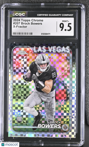 2024 Topps Chrome Brock Bowers X-Fractor #207 CGC 9.5 Las Vegas Raiders