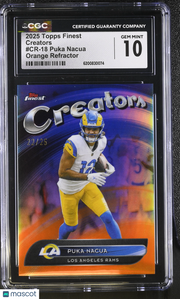 2025 Topps Finest Puka Nacua Orange Refractor /25 Creators #CR-18 CGC 10 Rams