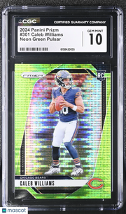 2024 Panini Prizm Caleb Williams Neon Green Pulsar Rookie #301 CGC 10 Bears