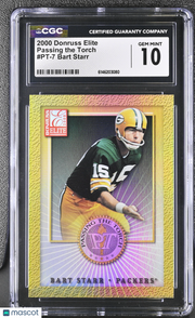 2000 Donruss Elite Bart Starr /1500 Passing the Torch #PT-7 CGC 10 Packers