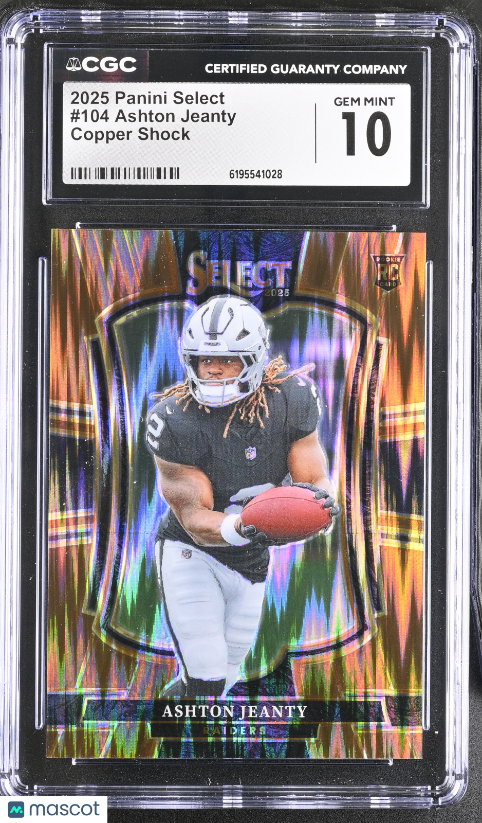 2025 Panini Select Ashton Jeanty Copper Shock /899 Rookie #104 CGC 10 Raiders