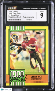 1990 Topps Jerry Rice Two Asterisks 1000 Yard Club #1 CGC 9 San Francisco 49ers