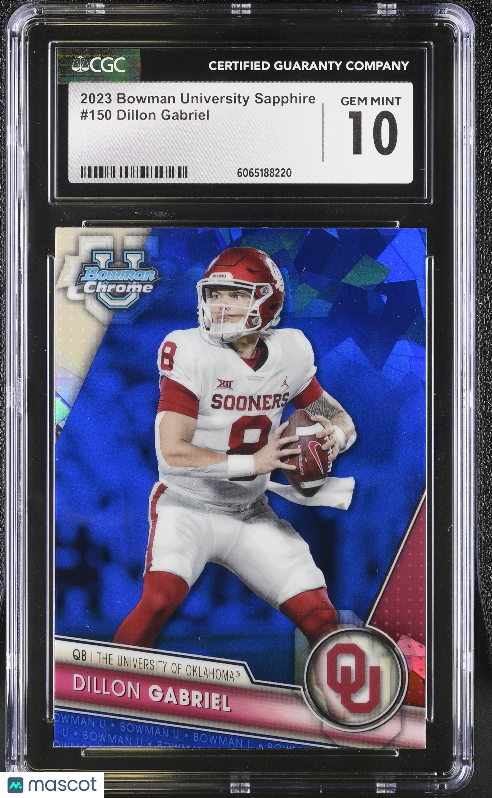 2023 Bowman University Sapphire Dillon Gabriel Rookie #150 CGC 10 Oklahoma