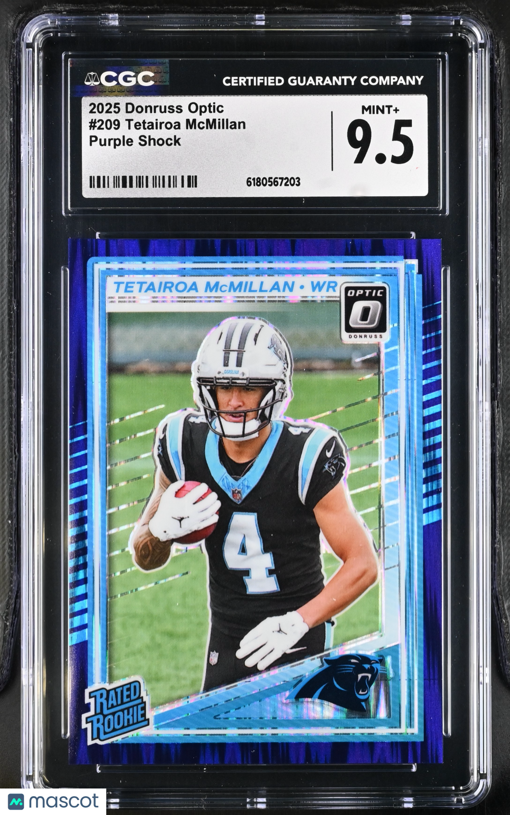 2025 Donruss Optic Tetairoa McMillan Purple Shock Rookie #209 CGC 9.5 Panthers