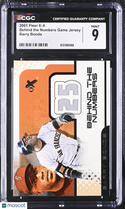 2001 Fleer E-X Barry Bonds Behind the Numbers Game Jersey CGC 9 Giants