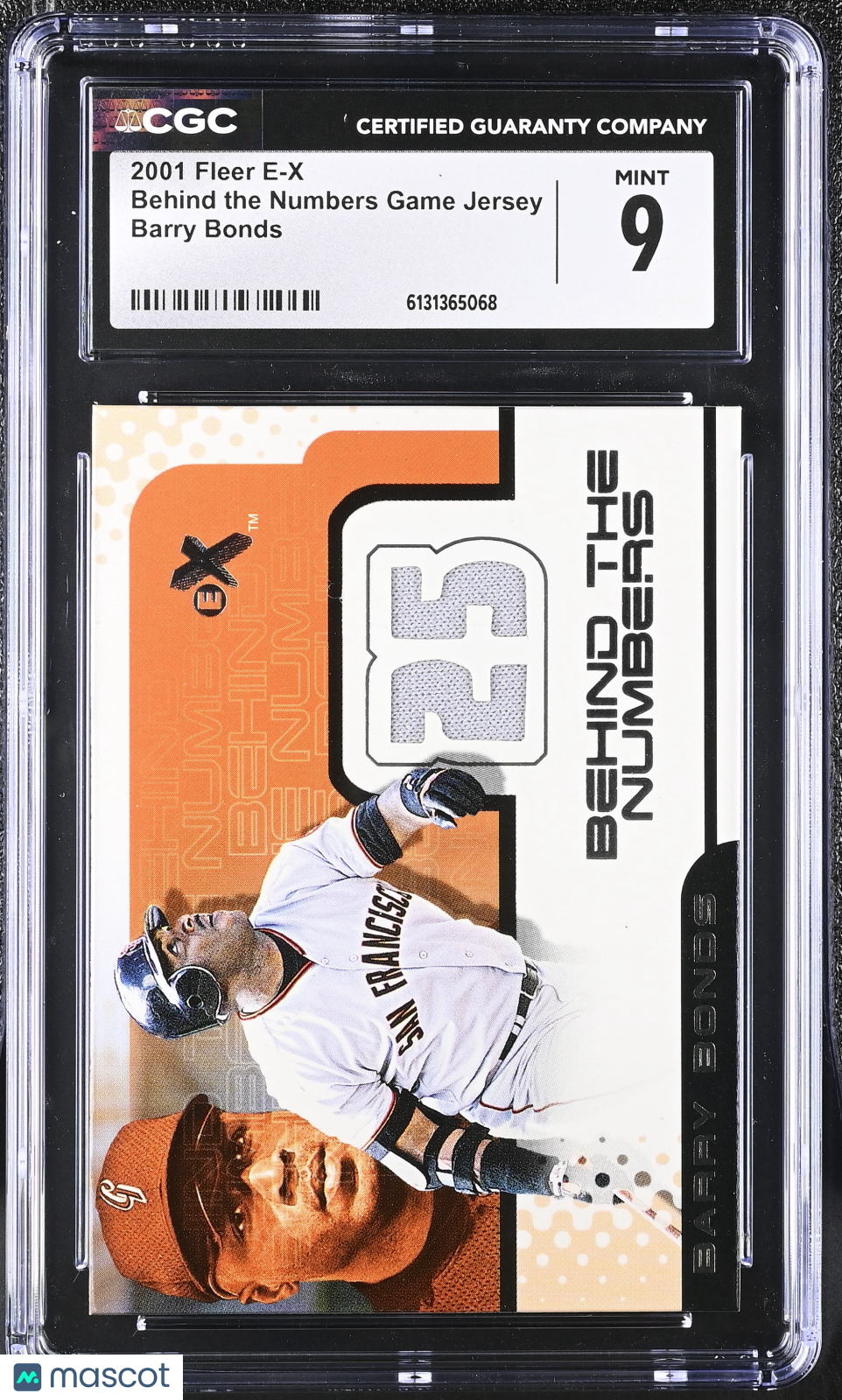 2001 Fleer E-X Barry Bonds Behind the Numbers Game Jersey CGC 9 Giants