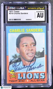 1971 Topps Charlie Sanders Auto Autograph #210 CGC Authentic JSA Detroit Lions