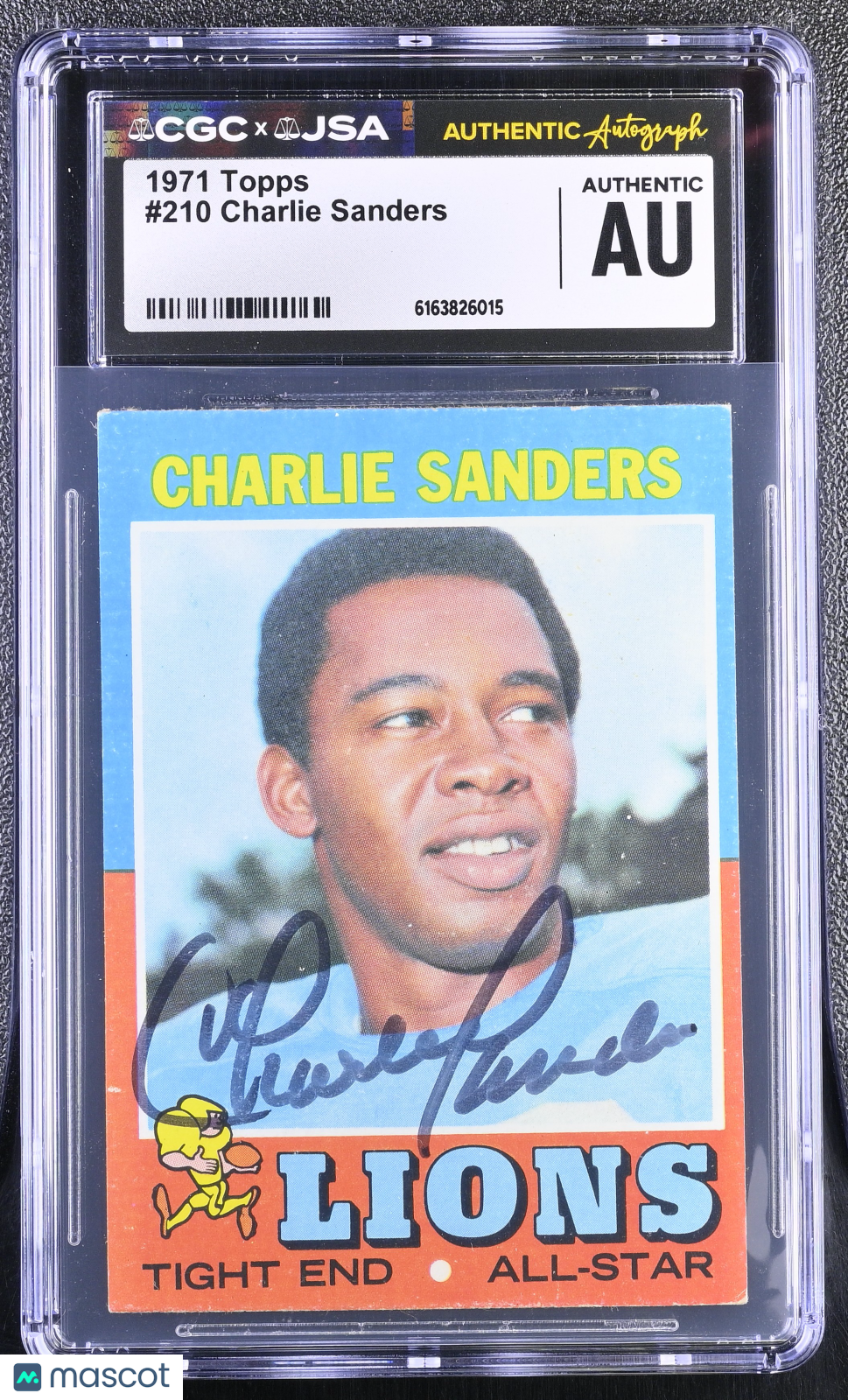 1971 Topps Charlie Sanders Auto Autograph #210 CGC Authentic JSA Detroit Lions