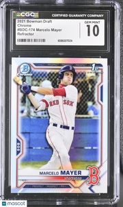 2021 Bowman Draft Marcelo Mayer Refractor Rookie Chrome #BDC-174 CGC 10 Red Sox