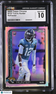2025 Topps Chrome Travis Hunter Refractor Rookie #332 CGC 10 Jaguars