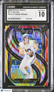 2024 Panini Select Bo Nix Red & Yellow Shock Rookie #117 CGC 10 Denver Broncos
