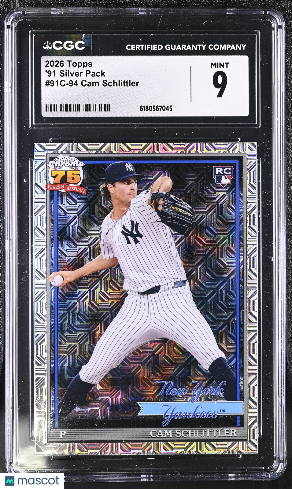 2026 Topps Cam Schlittler Rookie '91 Silver Pack #91C-94 CGC 9 New York Yankees