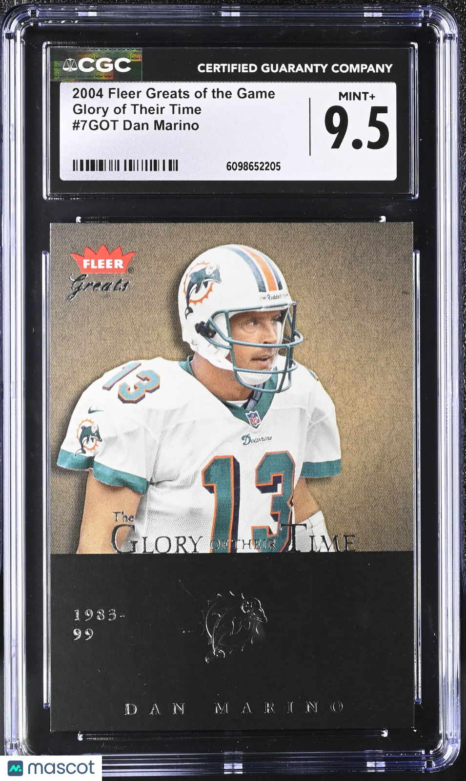 2004 Fleer Greats Of The Game Dan Marino /1984 Glory of Their Time CGC 9.5