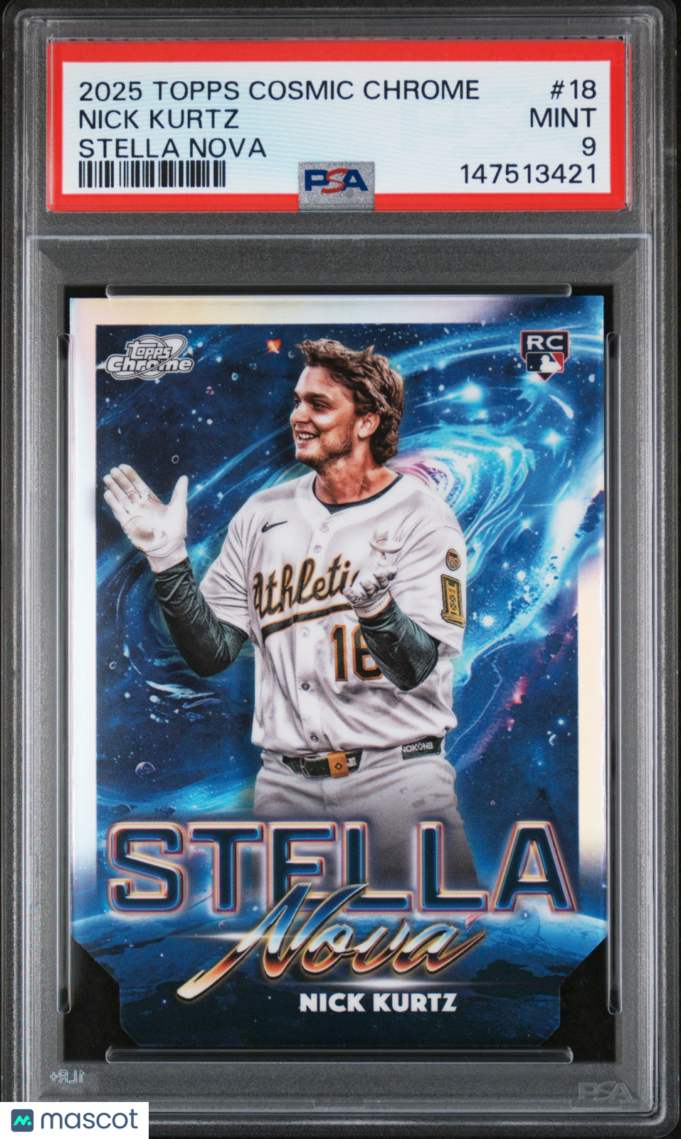 2025 Topps Cosmic Chrome Stella Nova Nick Kurtz Rookie #18 PSA 9 Athletics