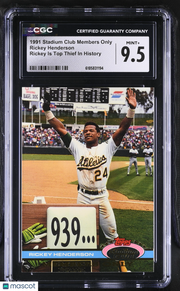 1991 Stadium Club Members Only Rickey Henderson CGC 9.5 Oakland Athletics