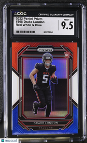 2022 Panini Prizm Drake London Red White & Blue Rookie #308 CGC 9.5 Falcons