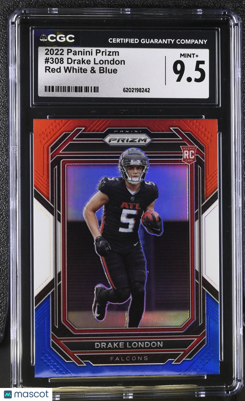 2022 Panini Prizm Drake London Red White & Blue Rookie #308 CGC 9.5 Falcons