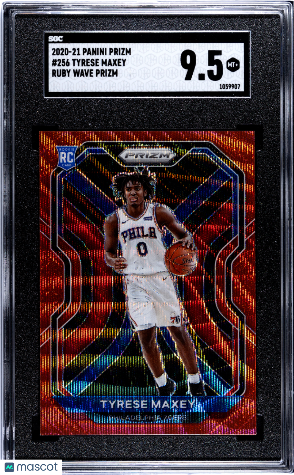 2020 Panini Prizm Tyrese Maxey Ruby Wave Rookie #256 SGC 9.5