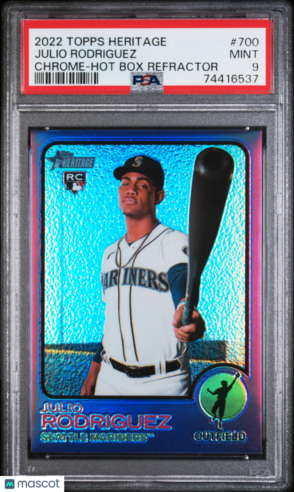 2022 Topps Heritage Julio Rodriguez Chrome Purple Rookie #700 PSA 9 Mariners