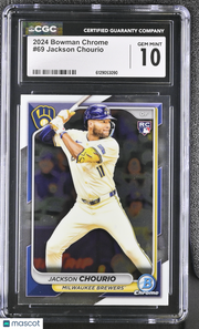 2024 Bowman Chrome Jackson Chourio Rookie #69 CGC 10 Milwaukee Brewers