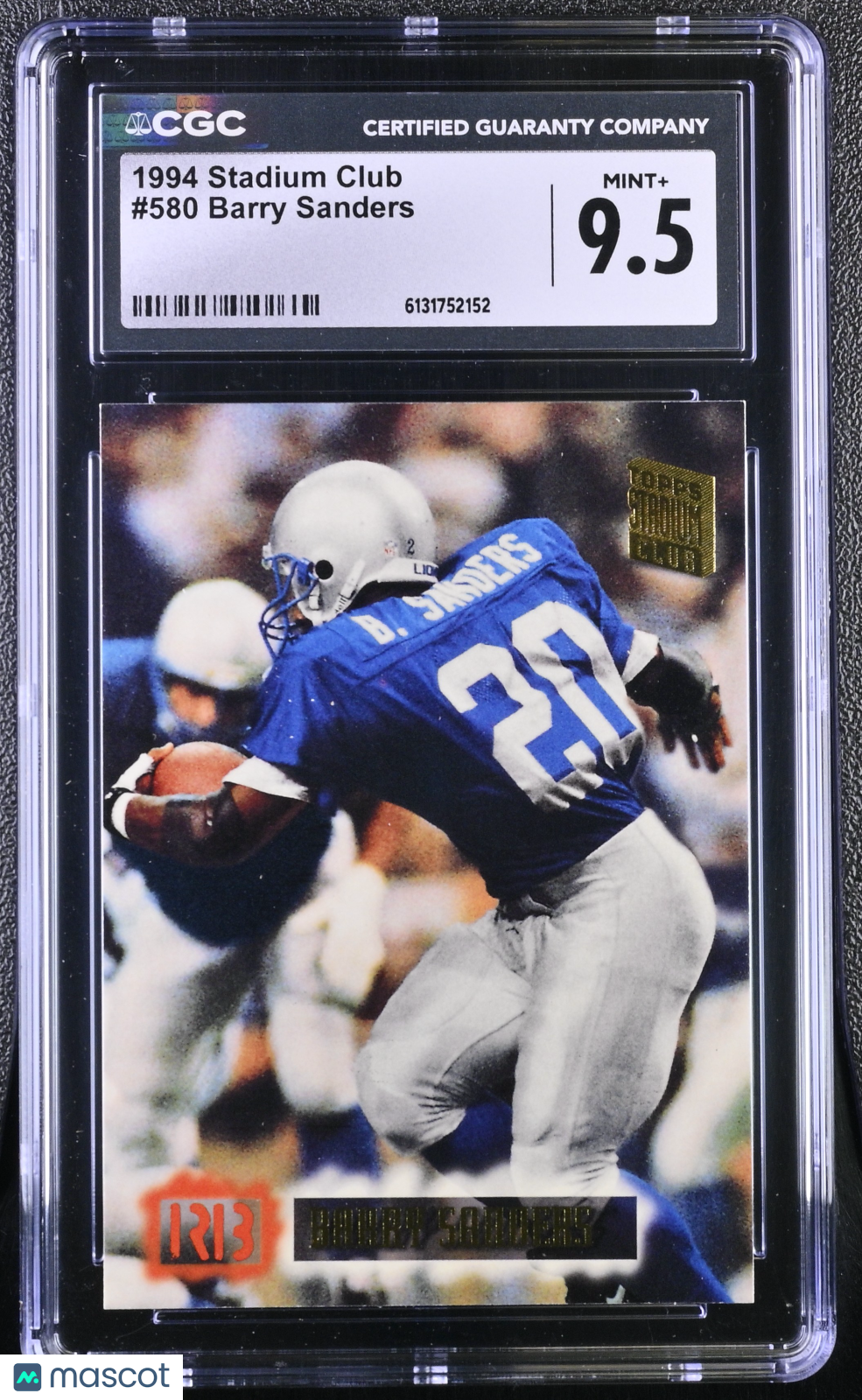 1994 Stadium Club Barry Sanders #580 CGC 9.5 Detroit Lions